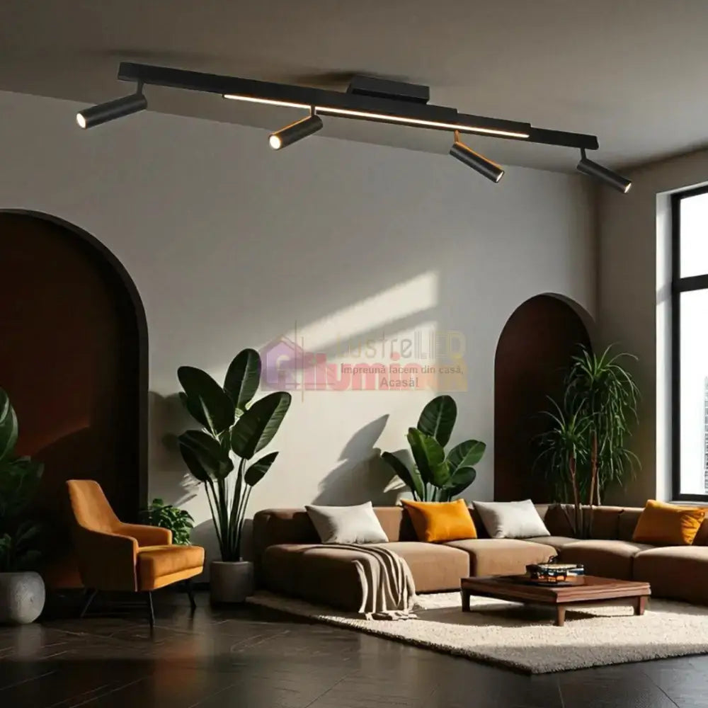 Lustra LED cu 4 Spoturi pe Sina ZENO Black lustreled.ro