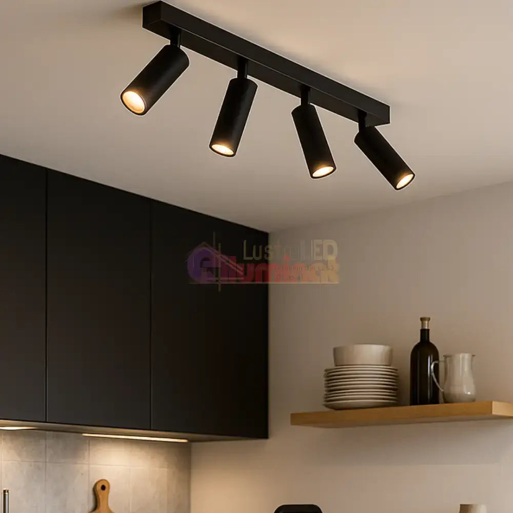 Lustra LED cu Spoturi Reglabile AMBALA Black lustreled.ro