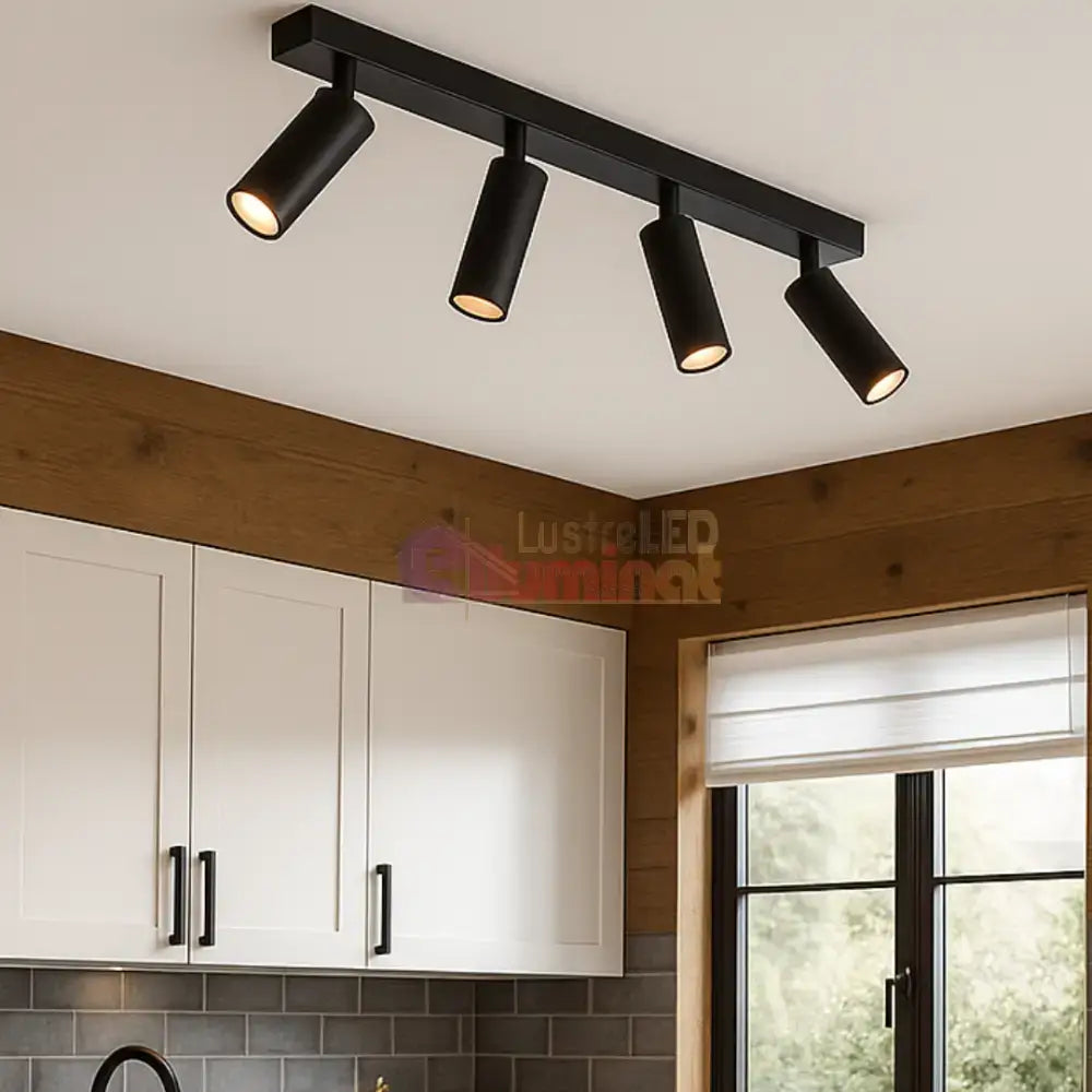 Lustra LED cu Spoturi Reglabile AMBALA Black lustreled.ro