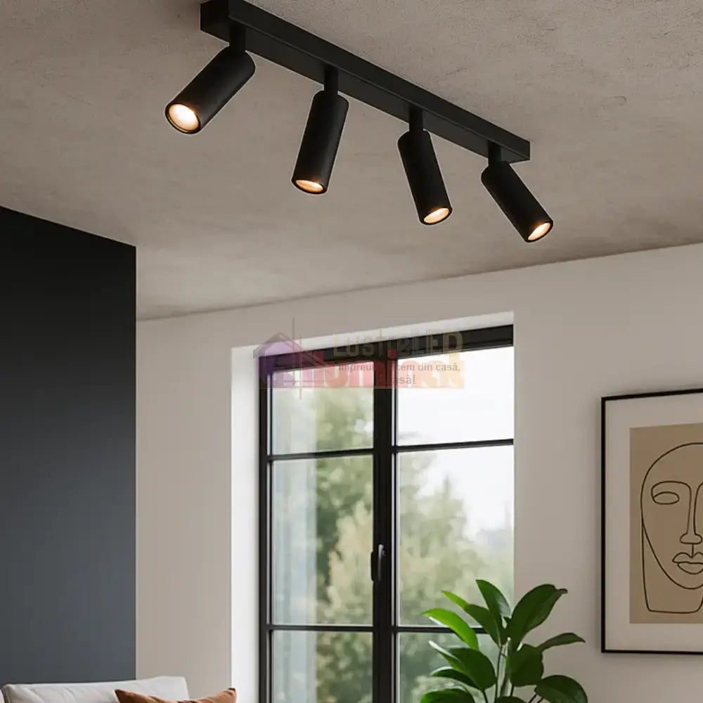 Lustra LED cu Spoturi Reglabile AMBALA Black lustreled.ro