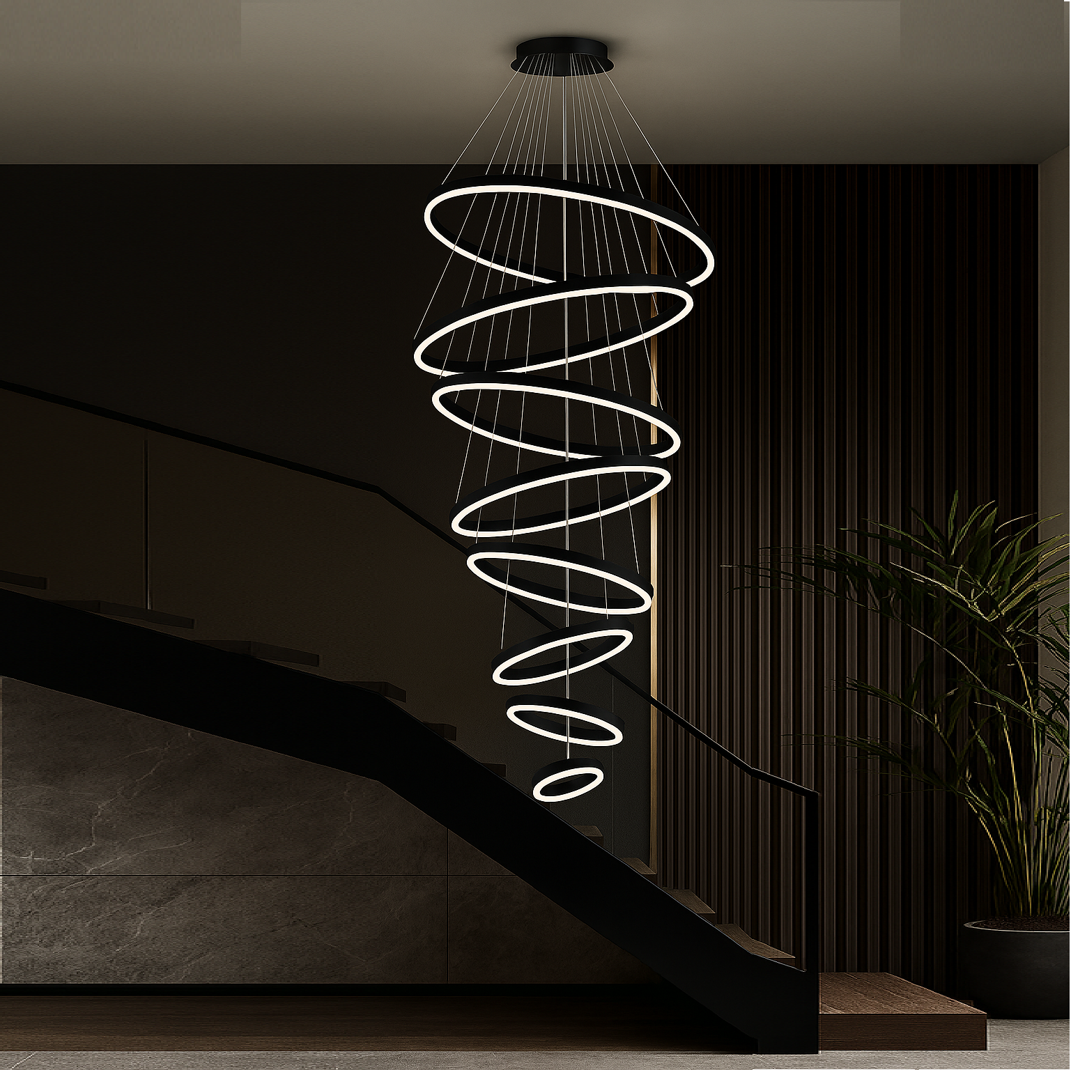 Lustra LED WONDERLAND Luxury Black 8 Segmente Echivalent 3000W