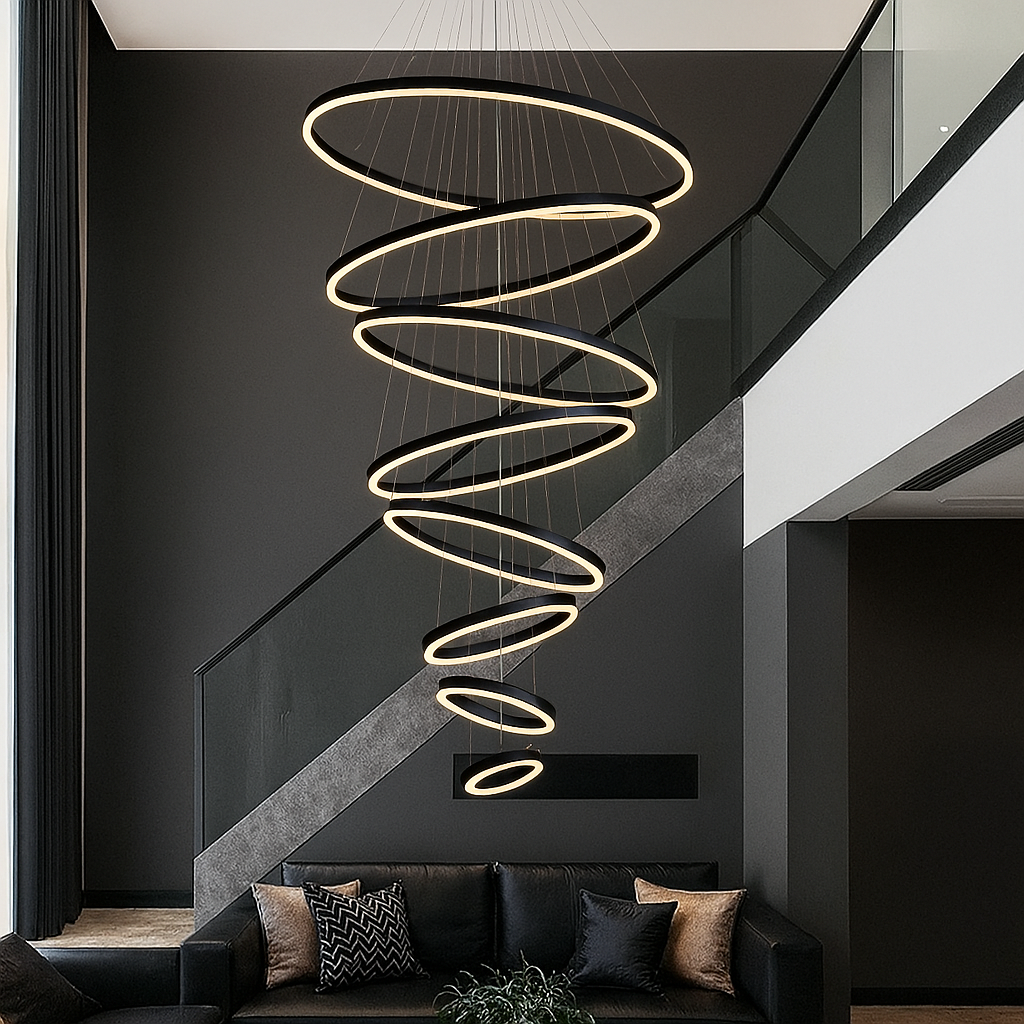 Lustra LED WONDERLAND Luxury Black 8 Segmente Echivalent 3000W NEAGRA / LUXURY / 180CM Chandeliers