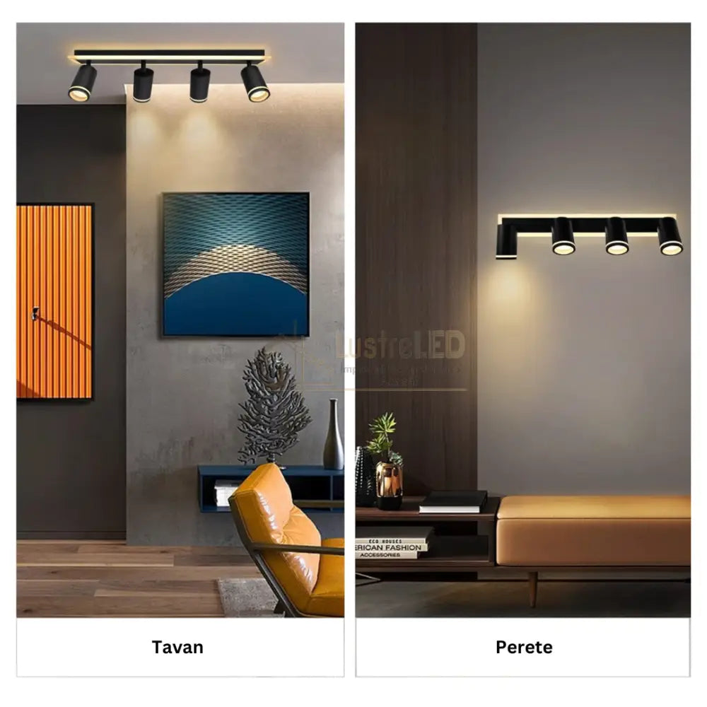 Spot Pe Sina Reglabil 4Xgu10 Noir Glow Led Ceiling Light