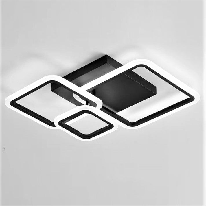 Lustra LED 88W Three Square Black SMART Echivalent 400W Telecomanda