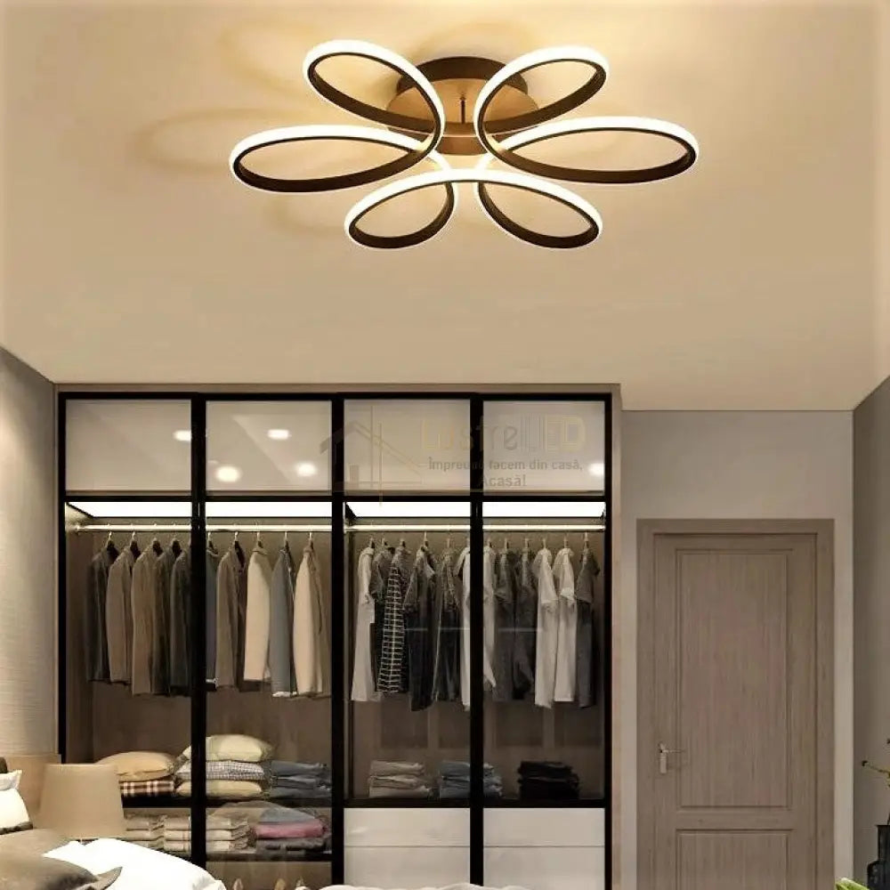 Lustra Led Daisy Black Echivalent 500W Telecomanda Lighting Fixtures