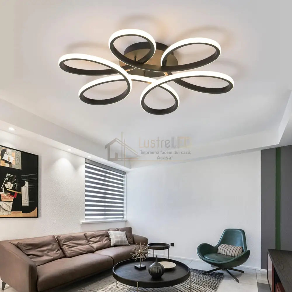 Lustra LED DAISY Black Echivalent 800W Telecomanda Lighting Fixtures
