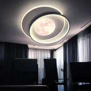 Lustra LED Double Circle Maxi-Moon Echivalent 650W Telecomanda lustreled.ro