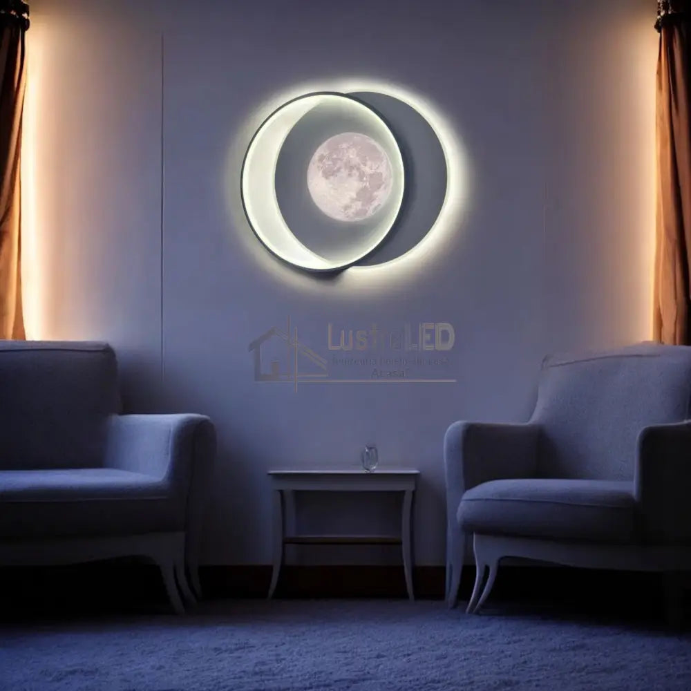 Lustra LED Double Circle Mini-Moon Echivalent 350W Telecomanda lustreled.ro