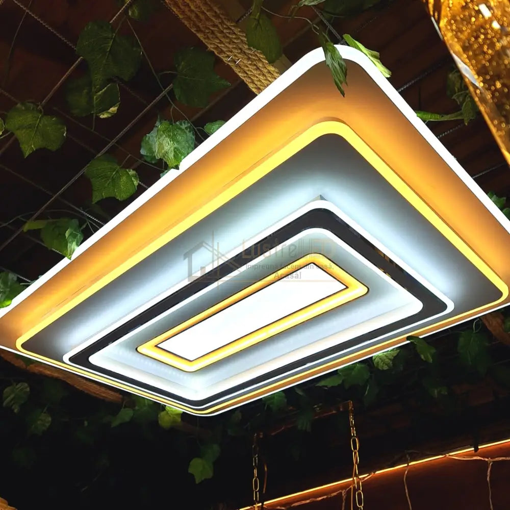 Lustra Led Dreptunghiulara 110X70Cm Echivalent 1200W Telecomanda Lighting Fixtures