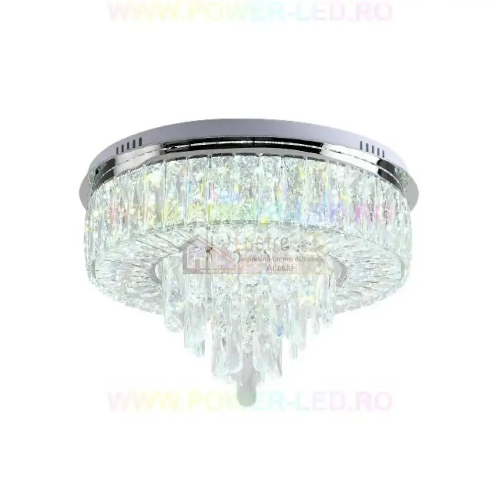 Lustra Led 100W Elegance Circle Maxi Cristal Telecomanda Lighting Fixtures