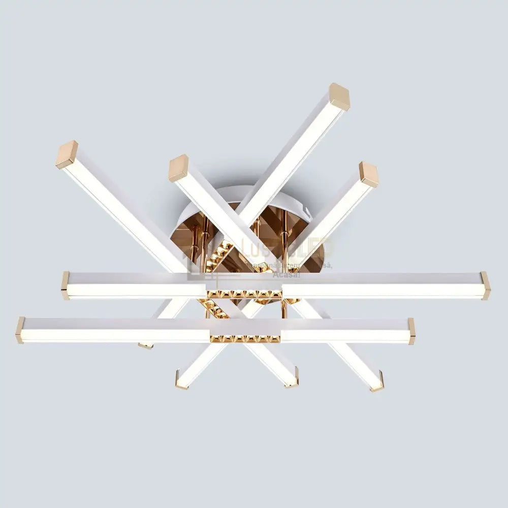Lustra LED FERGA LINES Gold Echivalent 700W Telecomanda AURIE / 60CM / MINIMALIST DESIGN Lighting Fixtures