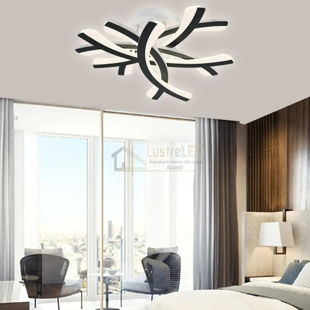 Lustra LED Fynora Black Echivalent 600W Telecomanda lustreled.ro