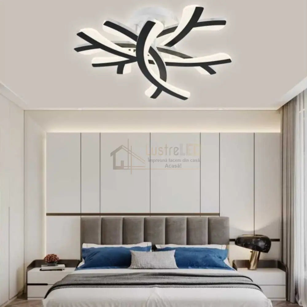 Lustra LED Fynora Black Echivalent 600W Telecomanda lustreled.ro
