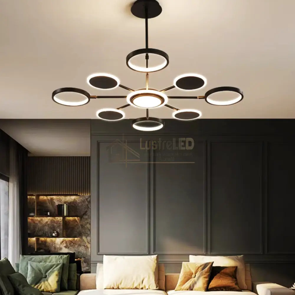 Lustra Led Gambit Black 4 + 4 + 1 Brate Reglabile Echivalent 600W Telecomanda Led Ceiling Light