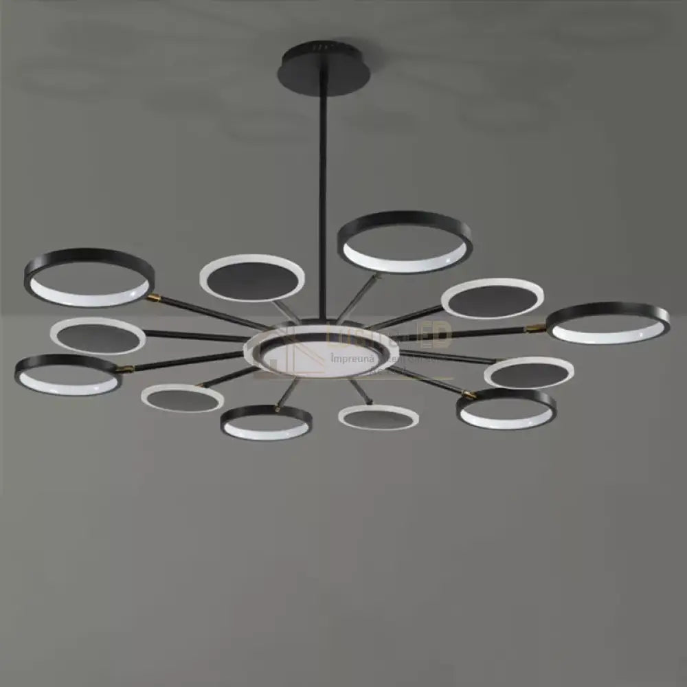 Lustra Led Gambit Black 6 + 6 + 1 Brate Reglabile Echivalent 800W Telecomanda Led Ceiling Light