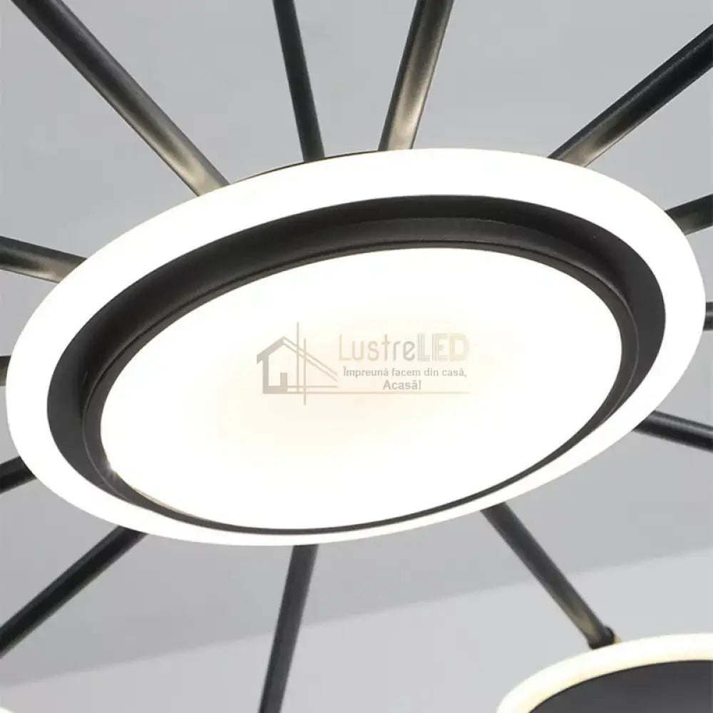 Lustra Led Gambit Black 4 + 4 + 1 Brate Reglabile Echivalent 600W Telecomanda Led Ceiling Light