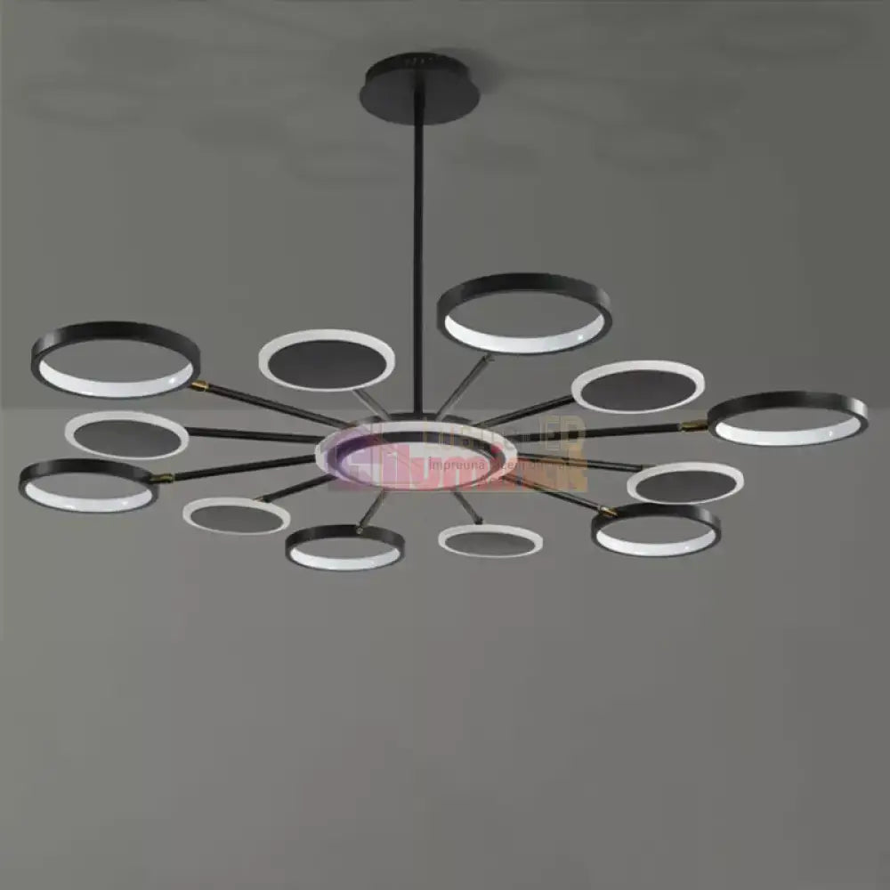 Lustra LED Gambit Black 6+6+1 Brate reglabile Echivalent 800W Telecomanda lustreled.ro