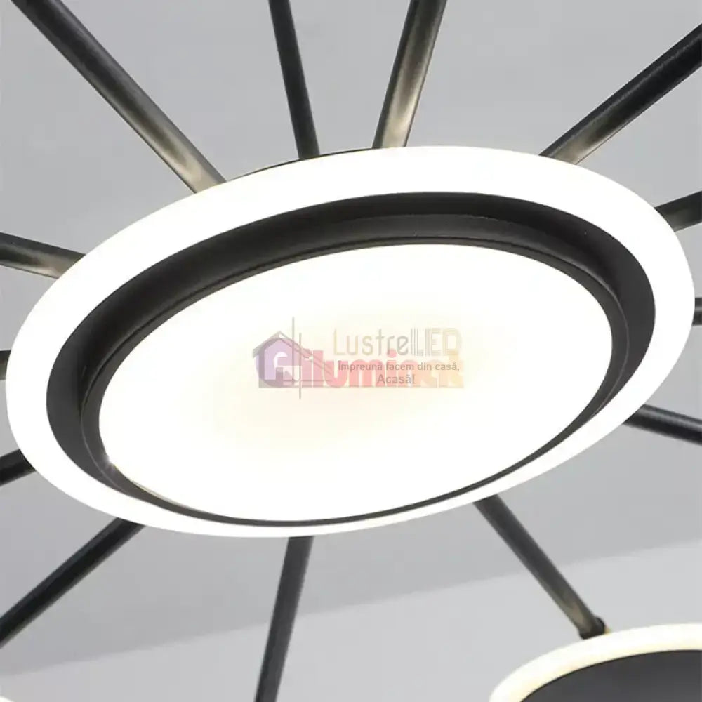 Lustra LED Gambit Black 6+6+1 Brate reglabile Echivalent 800W Telecomanda lustreled.ro
