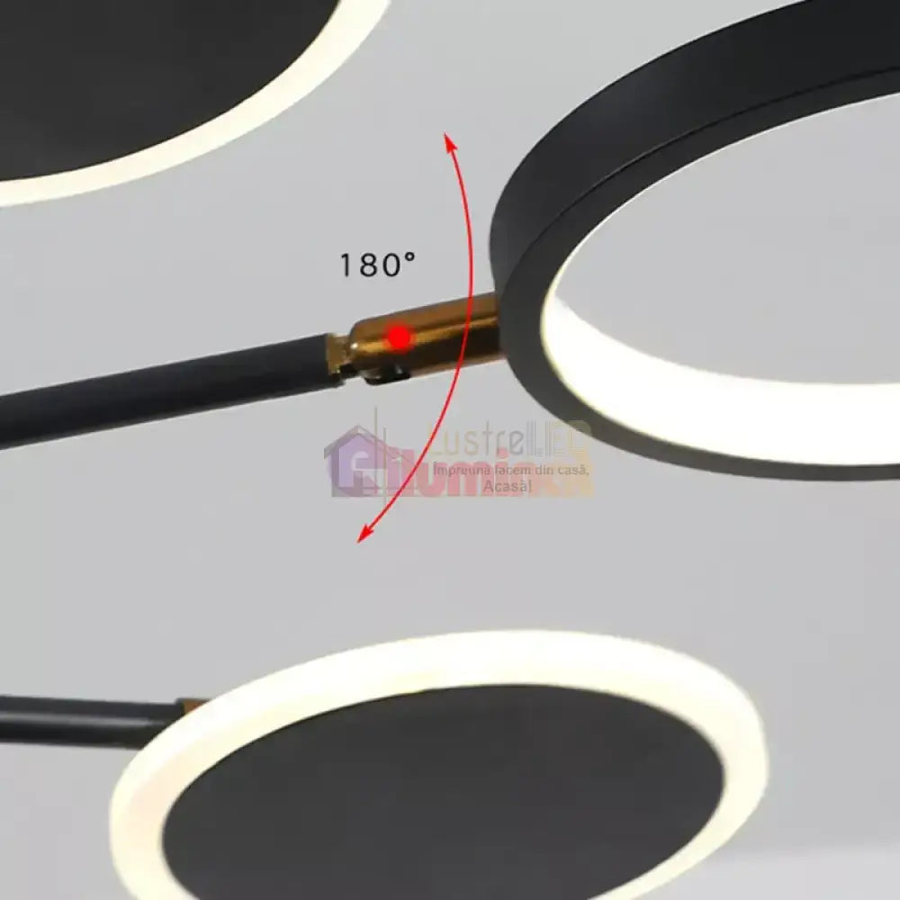 Lustra LED Gambit Black 6+6+1 Brate reglabile Echivalent 800W Telecomanda lustreled.ro