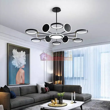 Lustra LED Gambit Black 6+6+1 Brate reglabile Echivalent 800W Telecomanda lustreled.ro