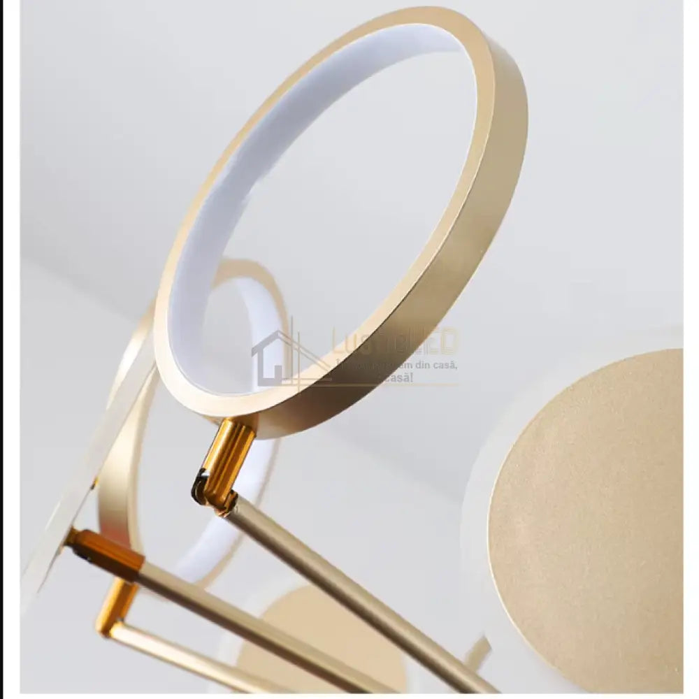 Lustra Led Gambit Gold 3 + 3 + 1 Brate Reglabile Echivalent 500W Telecomanda Led Ceiling Light