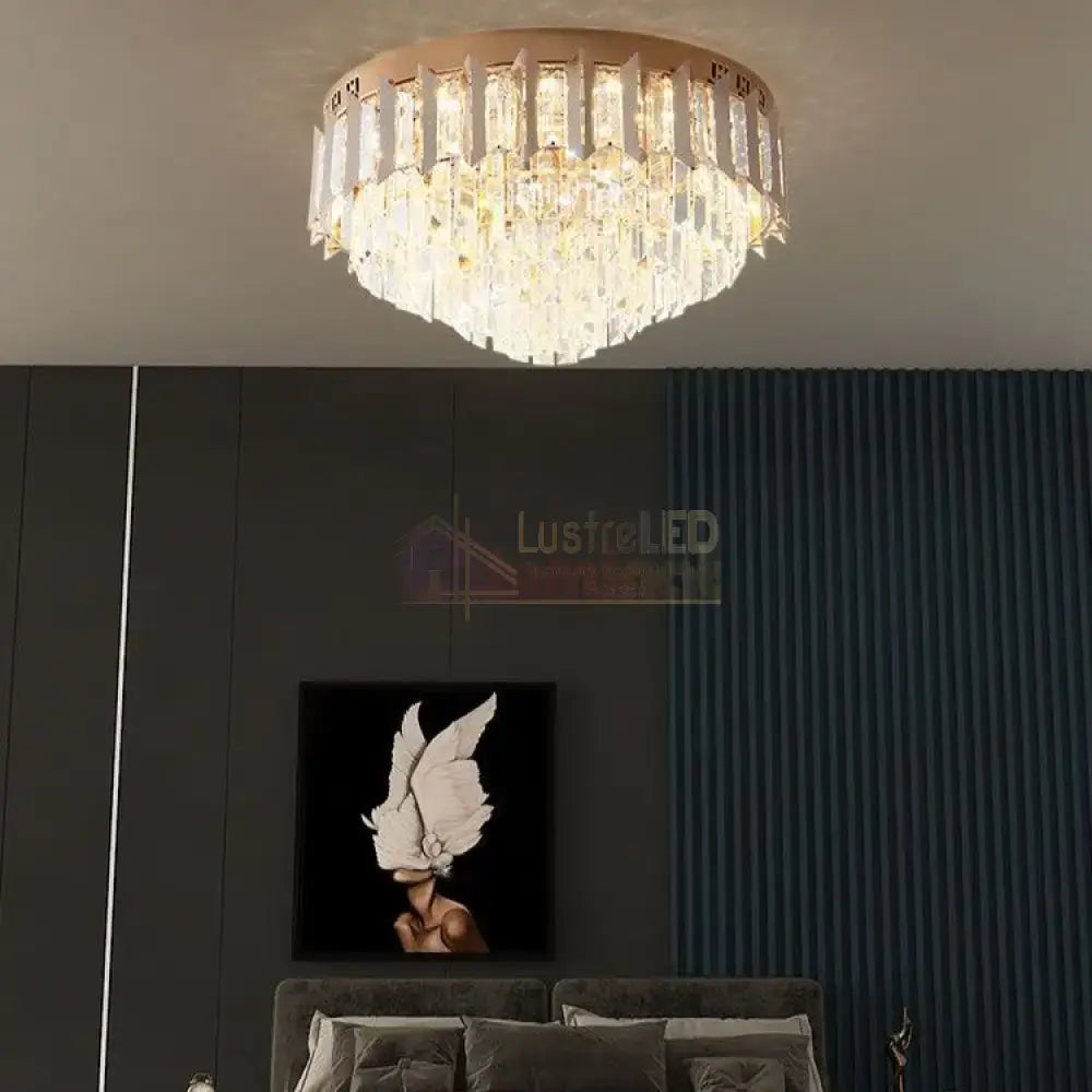 Lustra Led Gold Shine Cristal Echivalent 600W Montaj Aplicat/Suspendat Lighting Fixtures