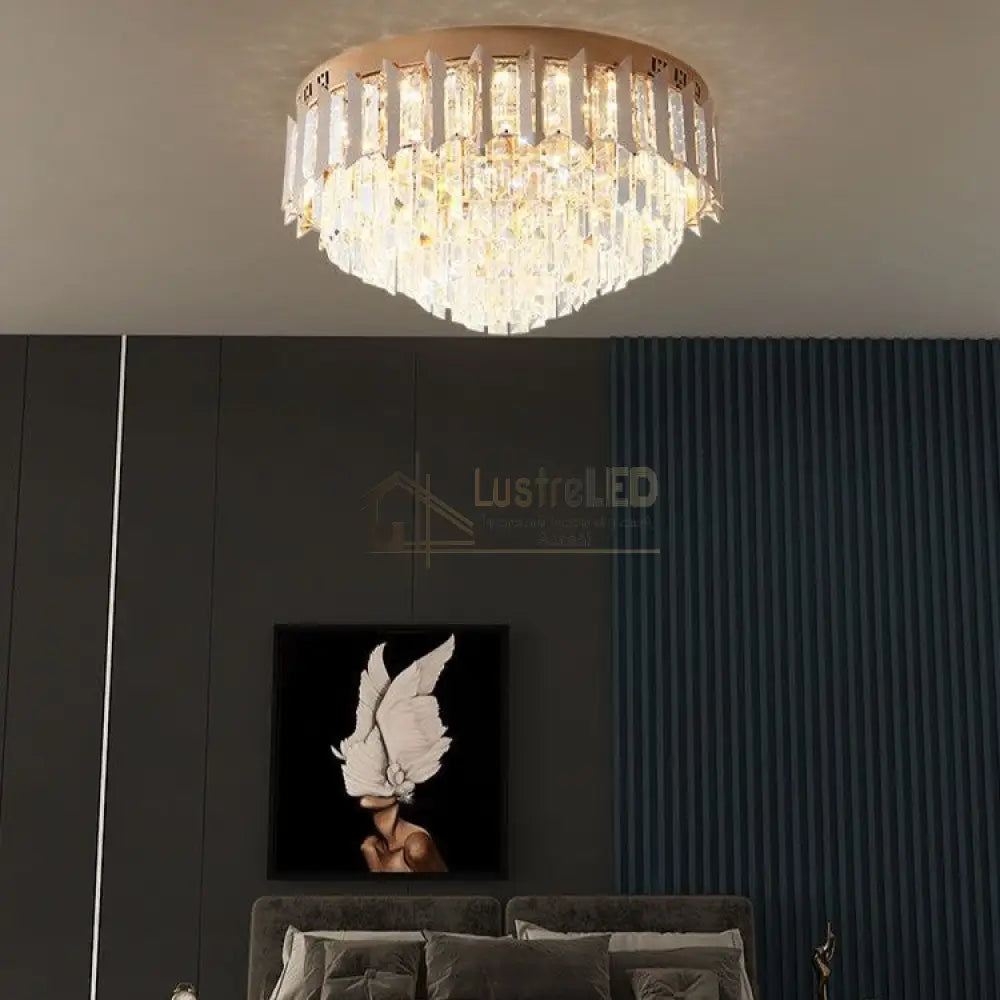 Lustra Led Gold Shine Cristal Echivalent 600W Montaj Aplicat/Suspendat Lighting Fixtures