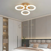 Lustra Led Golden 3 Circle Echivalent 250W Telecomanda Lighting Fixtures