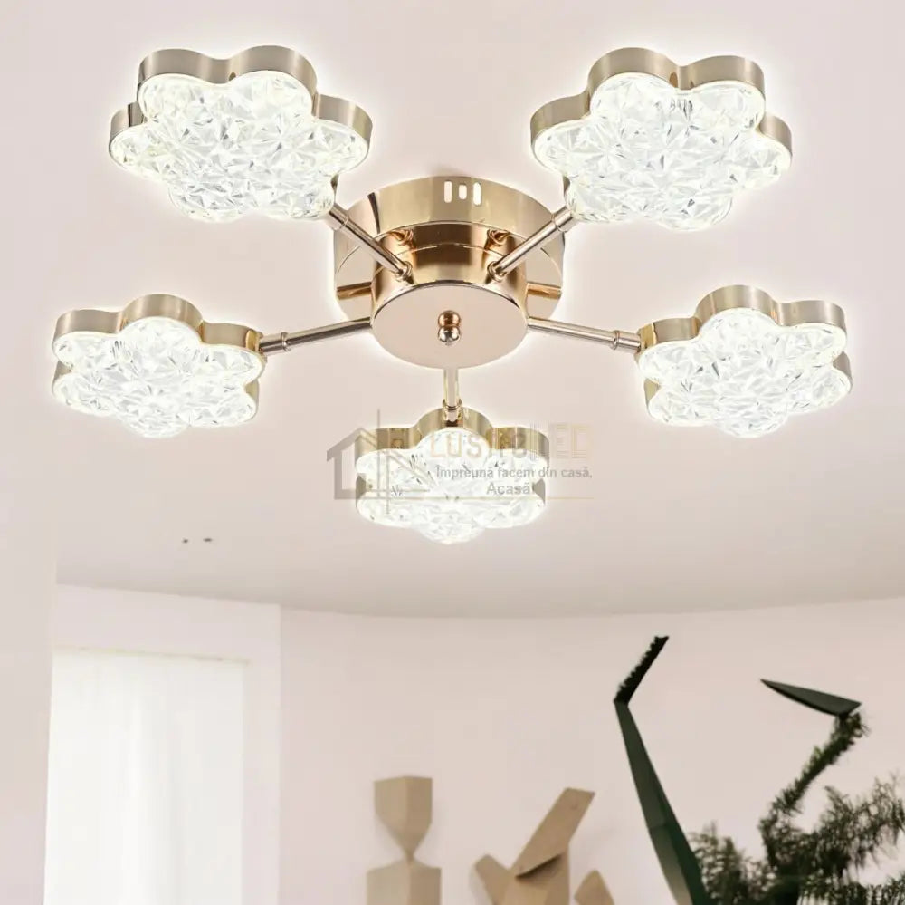 Lustra Led Golden Flowers Echivalent 400W Ceiling Light Fixtures