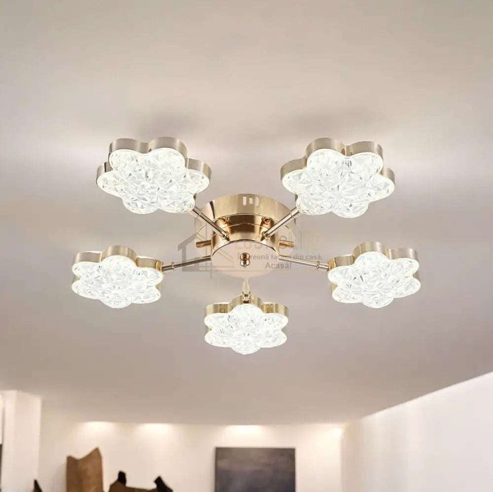 Lustra Led Golden Flowers Echivalent 400W Ceiling Light Fixtures