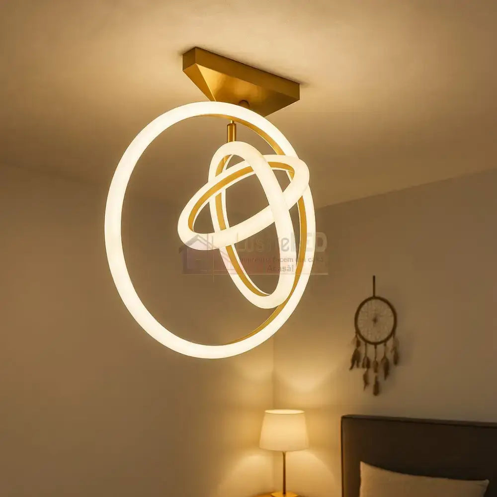 Lustra LED Golden Rings X1217-3GD Echivalent 400W Telecomanda AURIE / CIRCLE DESIGN / 40CM Lighting Fixtures