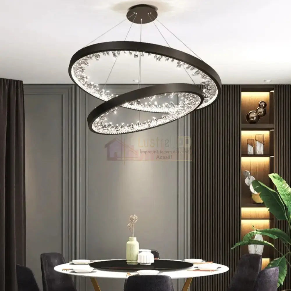 Lustra Led Ice-Age Black 2 Segmente Echivalent 400W Lighting Fixtures