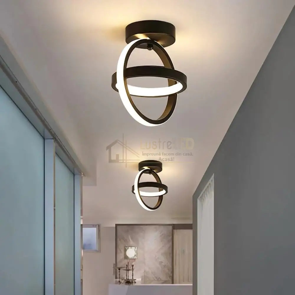 Lustra Led Infinity Rings Black Echivalent 200W Led Ceiling Light