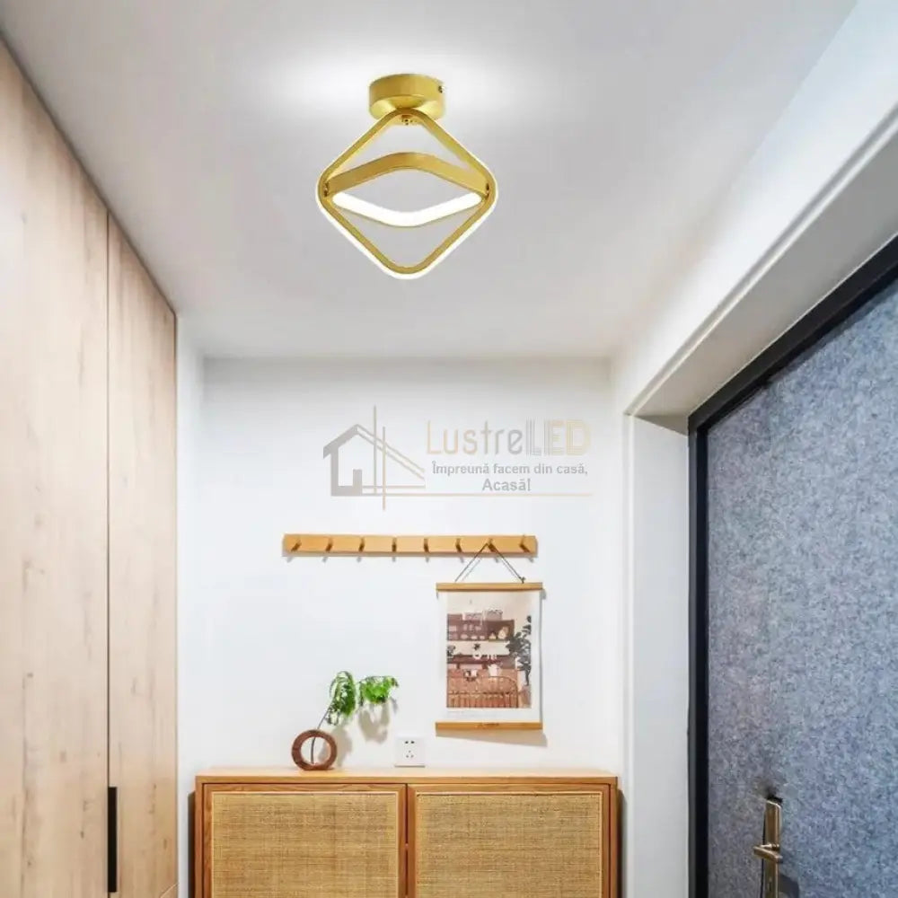 Lustra Led Infinity Square Gold Echivalent 200W Led Ceiling Light