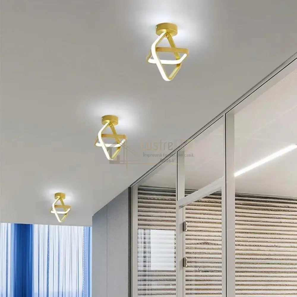 Lustra Led Infinity Square Gold Echivalent 200W Led Ceiling Light