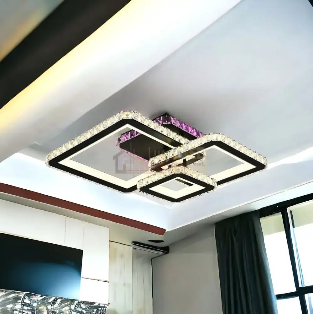 Lustra Led Kalista Black Cristal Rgb Echivalent 500W Chandeliers Crystal