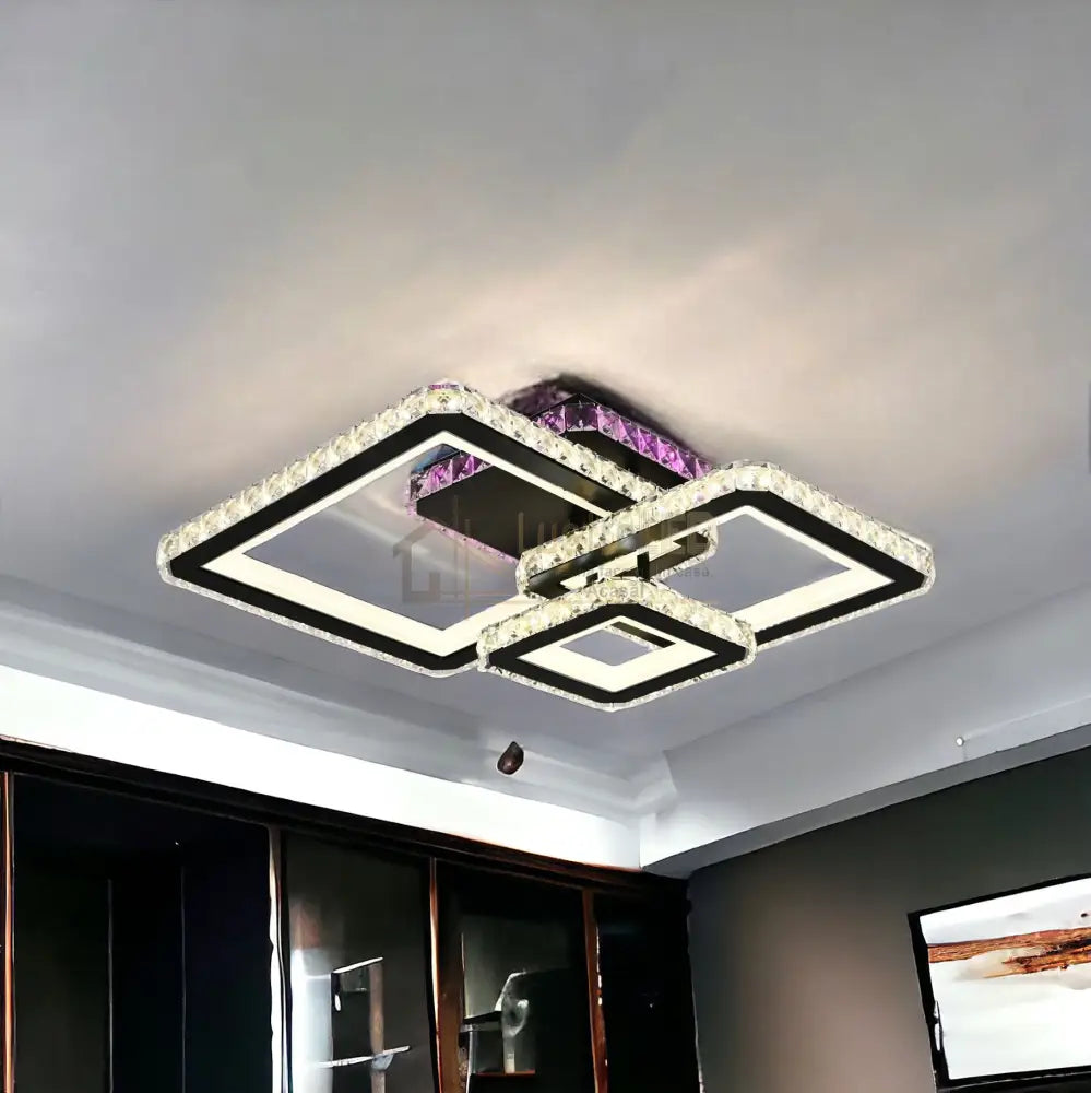 Lustra Led Kalista Black Cristal Rgb Echivalent 500W Chandeliers Crystal