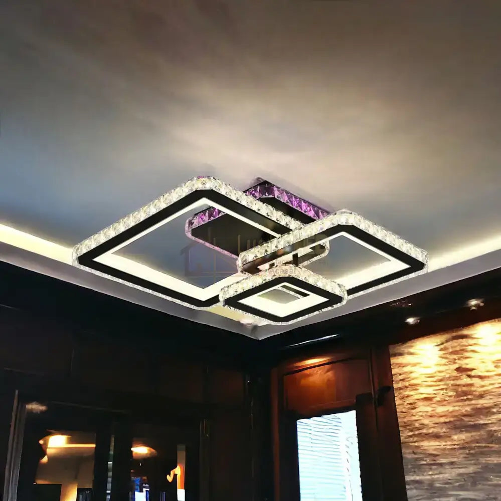 Lustra Led Kalista Black Cristal Rgb Echivalent 500W Chandeliers Crystal