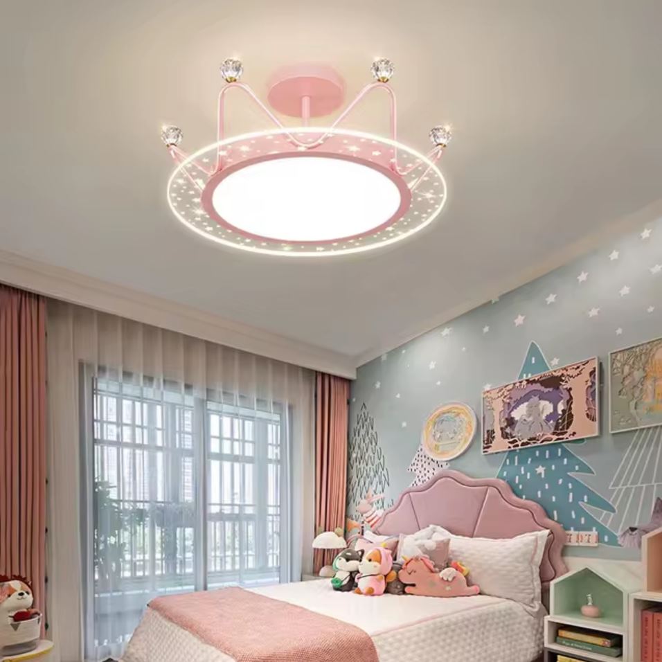 Lustra LED 96W Sophia Crown Pink Echivalent 300W Telecomanda