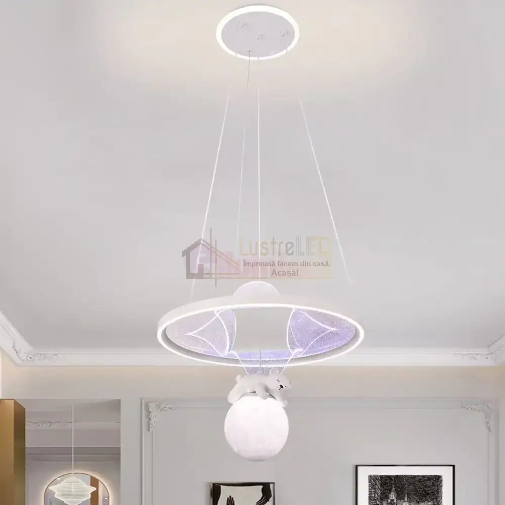 Lustra LED KIDS Suspendata Teddy Bear Echivalent 650W Telecomanda GRI / KIDS Lighting Fixtures