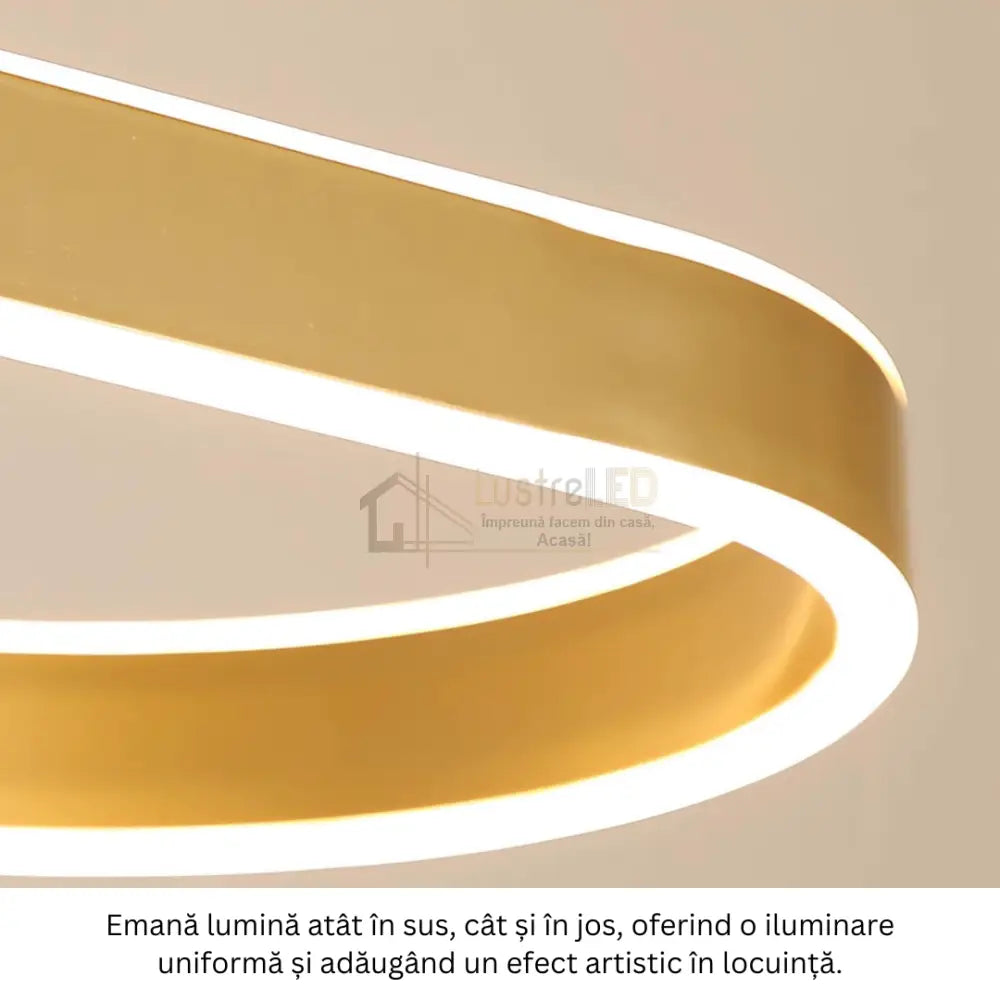 Lustra LED KING Gold 1 Segment Oval 120W cu Telecomanda SE-P3211-GD AURIE / 80CM / SUSPENDATE Lighting Fixtures