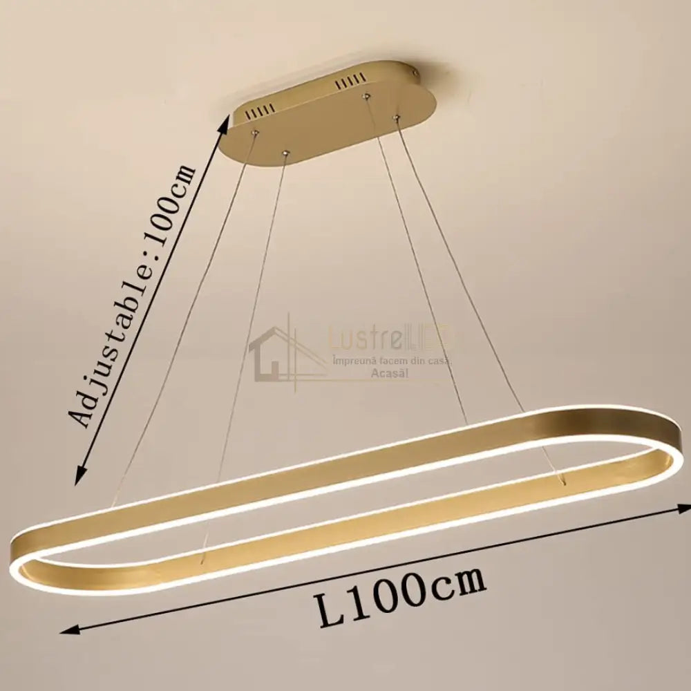 Lustra LED KING Gold 1 Segment Oval 120W cu Telecomanda SE-P3211-GD AURIE / 80CM / SUSPENDATE Lighting Fixtures