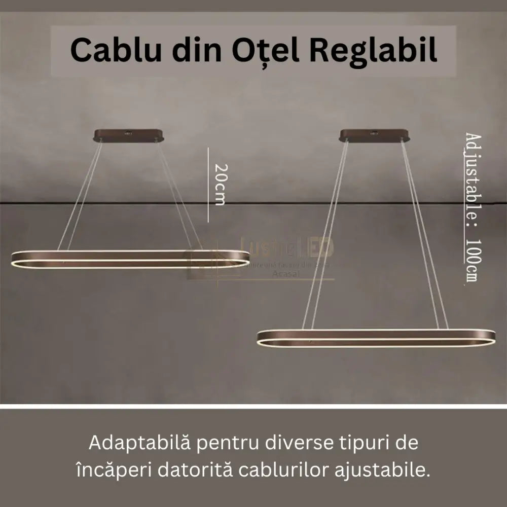 Lustra LED KING OVAL WENGE 1 Segment 120W cu Telecomanda SE-P3211-CF BROWN / 80CM / SUSPENDATE Lighting Fixtures