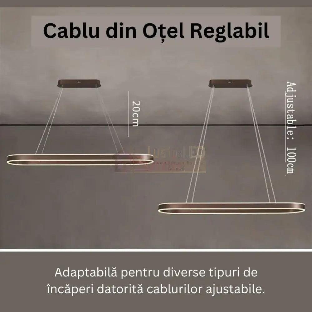 Lustra LED KING OVAL WENGE 1 Segment 120W cu Telecomanda SE-P3211-CF BROWN / 80CM / SUSPENDATE Lighting Fixtures