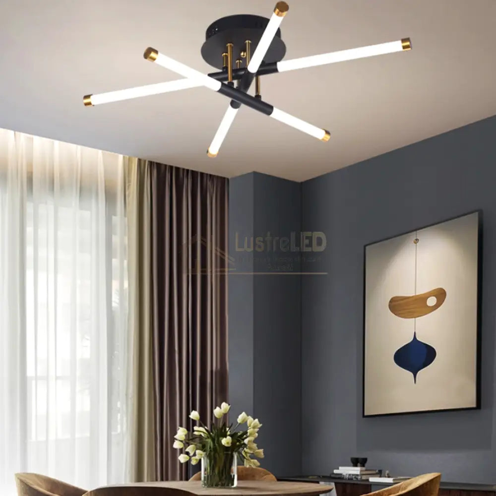 Lustra Led Linnes Style Black + Gold Echivalent 250W Telecomanda Led Ceiling Light