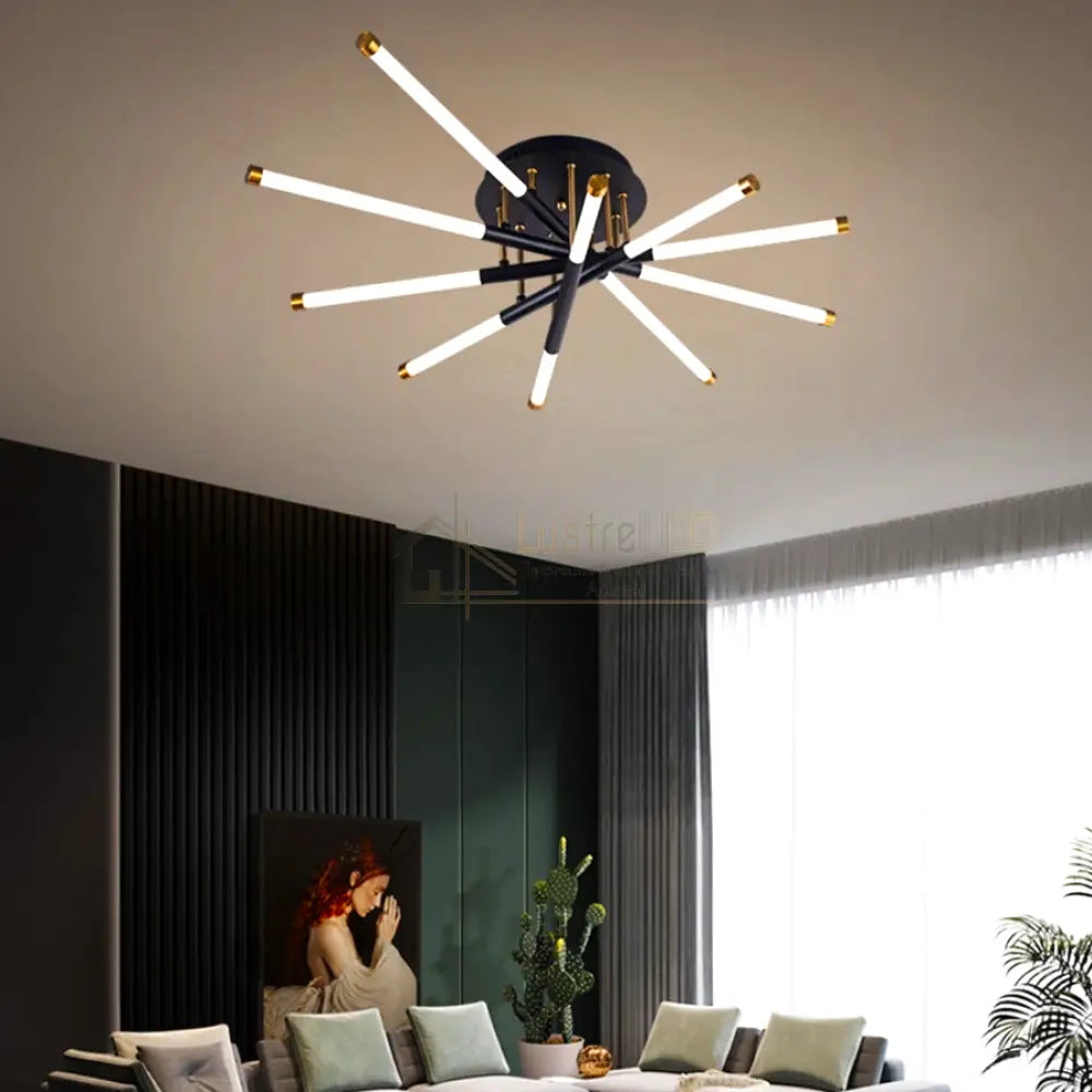 Lustra Led Linnes Style Black + Gold Echivalent 400W Telecomanda Led Ceiling Light