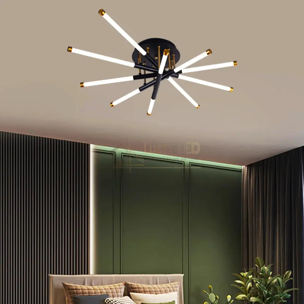 Lustra Led Linnes Style Black + Gold Echivalent 400W Telecomanda Led Ceiling Light