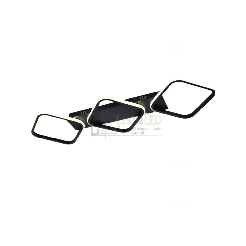 Lustra LED 3 Square Design Black Telecomanda 77206/3 lustreled.ro