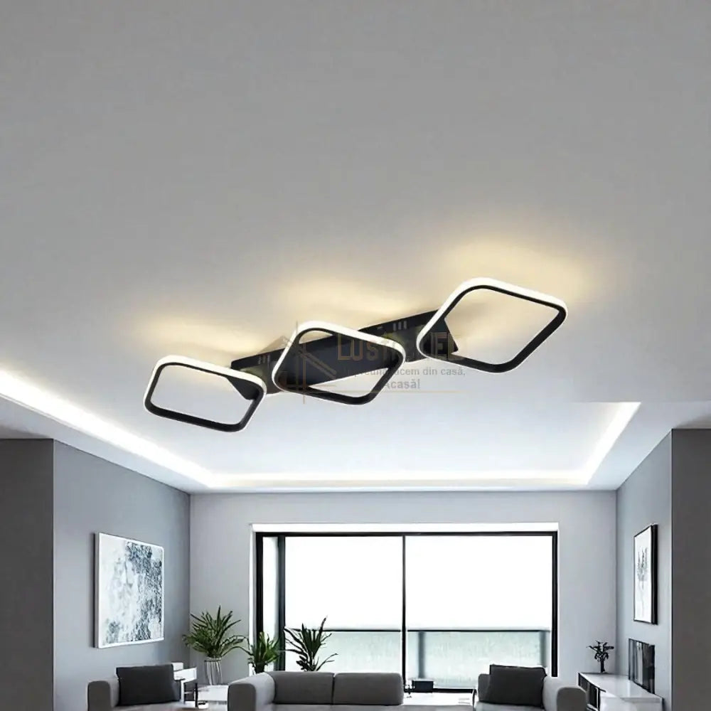 Lustra LED 3 Square Design Black Telecomanda 77206/3 lustreled.ro