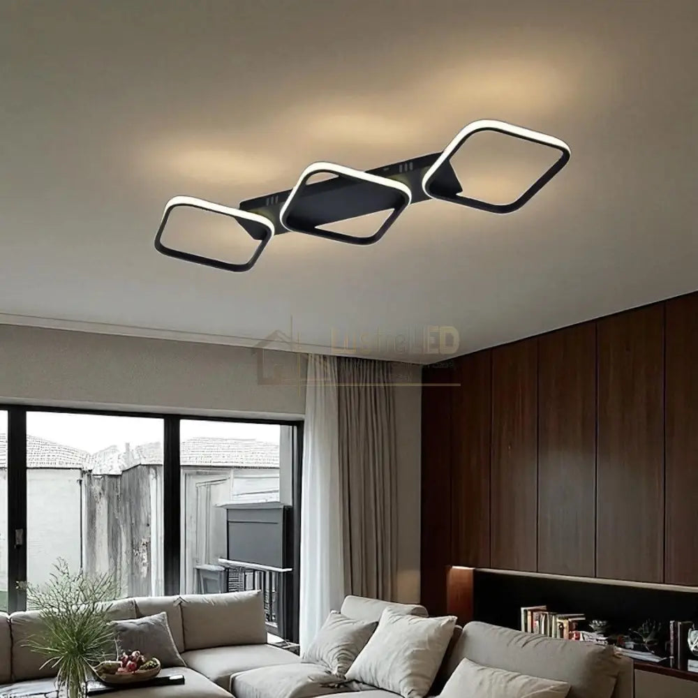 Lustra LED 3 Square Design Black Telecomanda 77206/3 lustreled.ro